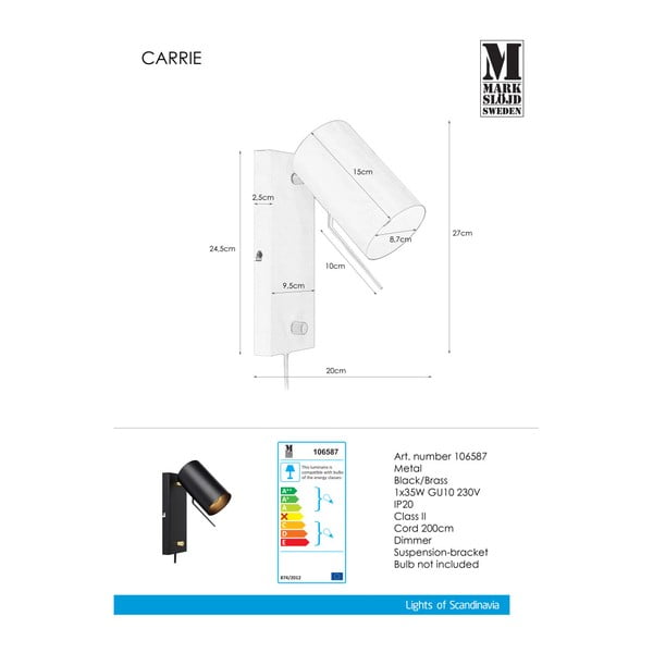 Черна стенна лампа Carrie - Markslöjd-image-1