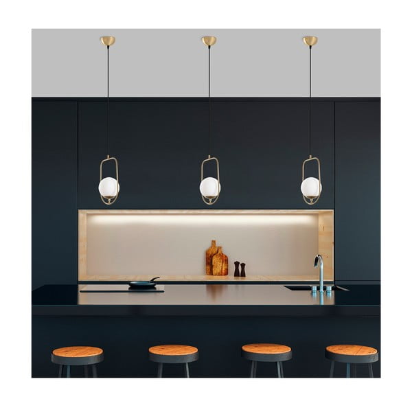 Висящо осветително тяло в златисто със стъклен абажур Skew – Opviq lights-image-4