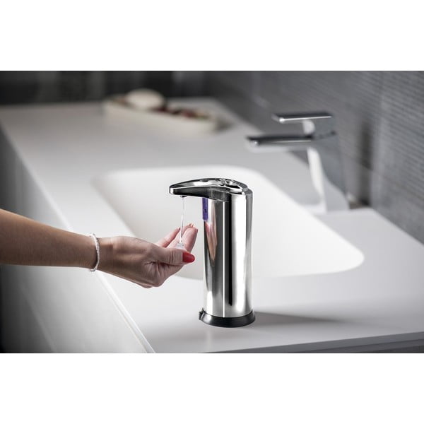 Автоматичен диспенсер за сапун от неръждаема стомана лъскаво сребро 240 ml Aqualine  – Sapho-image-1