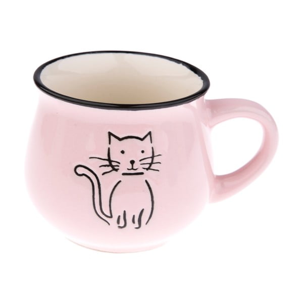 Розова керамична чаша с изображение на котка , обем 0,2 л - Dakls