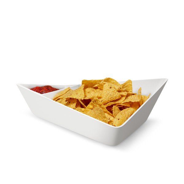 Dvojitá servírovací mísa Chip+Dip Bowl, bílá