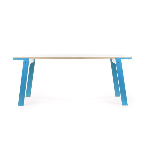 Modrý jídelní/pracovní stůl rform Flat, deska 200x90 cm