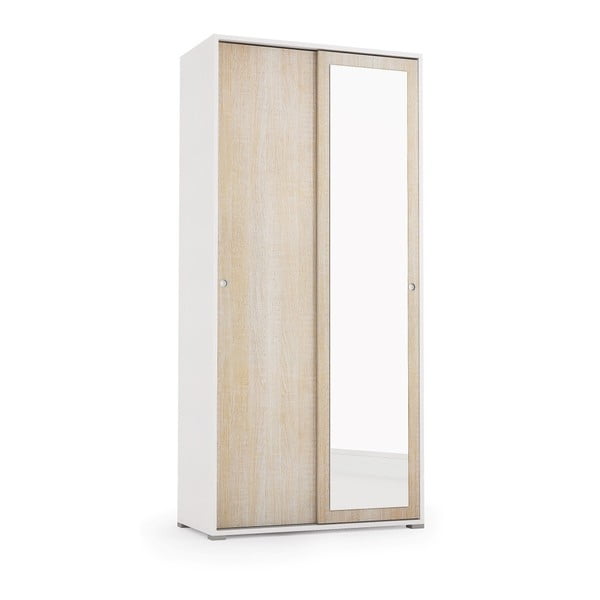 Dvoudveřová šatní skříň ve dřevěném dekoru se zrcadlem Terraneo