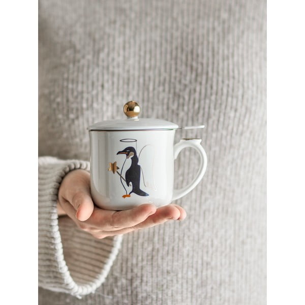 Кремава глинена чаша с коледен мотив с цедка 300 ml Valentin – Bloomingville-image-2