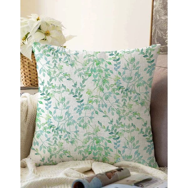Бежово-зелена калъфка за възглавница от памучна смес Twiggy, 55 x 55 cm - Minimalist Cushion Covers