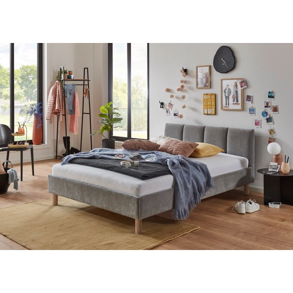 Сиво единично легло 120x200 cm тапицирано без ламелно дъно Joker – Meise Möbel-image-1