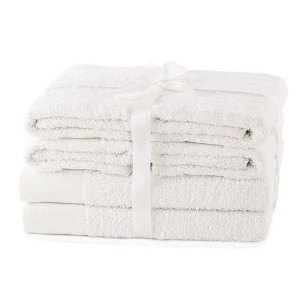 Бели памучни хавлии и кърпи за баня в комплект от 6 бр. от тери Amari – AmeliaHome