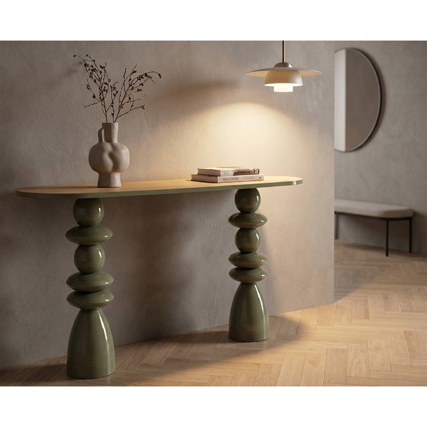 Зелена метална конзолна маса 45x150 cm Metal Console – Mauro Ferretti-image-1