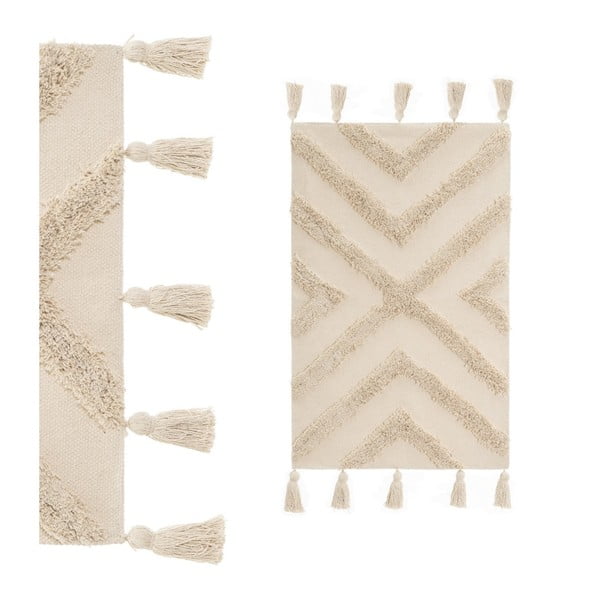 Кремав памучен килим подходящ за пране 50x80 cm – Casa Selección