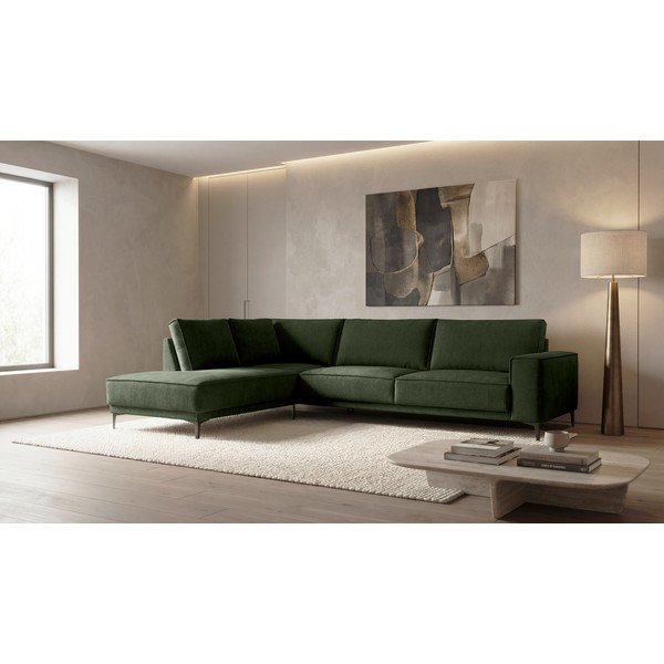 Зелен шенилов ъглов диван (ляв ъгъл/L форма) Copenhagen – Scandic-image-1