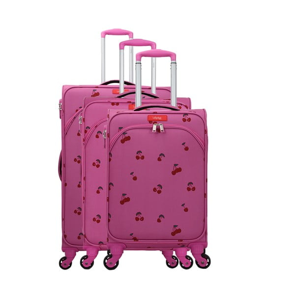 Комплект от 3 розови багажа на 4 колела Lollipops Cherry - LOLLIPOPS