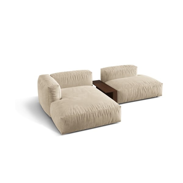 Бежов кадифен модулен ъглов диван (ляв ъгъл) Martina – Micadoni -image-3