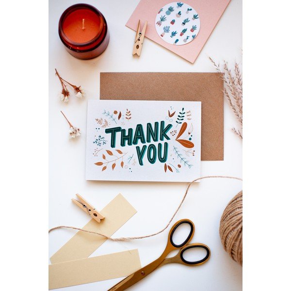 Благодарствена картичка от рециклирана хартия с благодарствен плик, формат A6 Thank You - Printintin-image-1