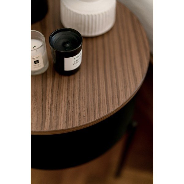 Черно/в тъмно естествен цвят нощно шкафче с орехов плот Tu – noo.ma-image-3