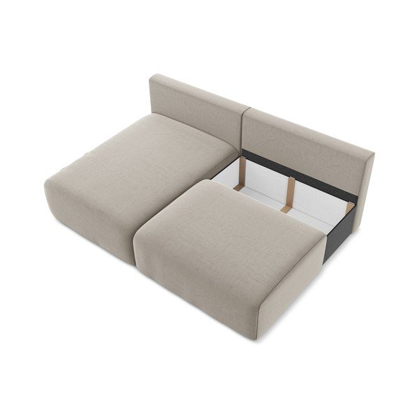 Кафяво-сив кадифен сгъваем/с място за съхранение ъглов диван (ляв ъгъл) Kalena – Makamii-image-4