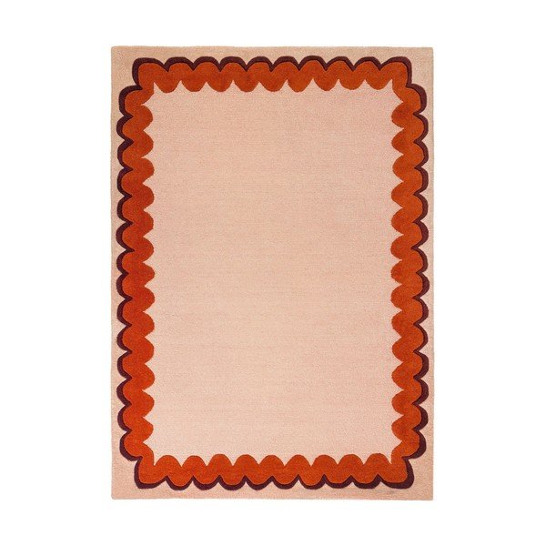 Оранжев/в естествен цвят ръчно изработен вълнен килим 140x200 cm Wiggle Wool – Flair Rugs