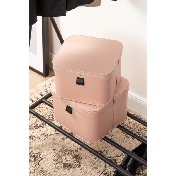 Розови картонени кутии за съхранение в комплект 2 бр. с капаци 28,5x28,5x19,5 cm Ludvig Paper Laminate – Bigso-image-3