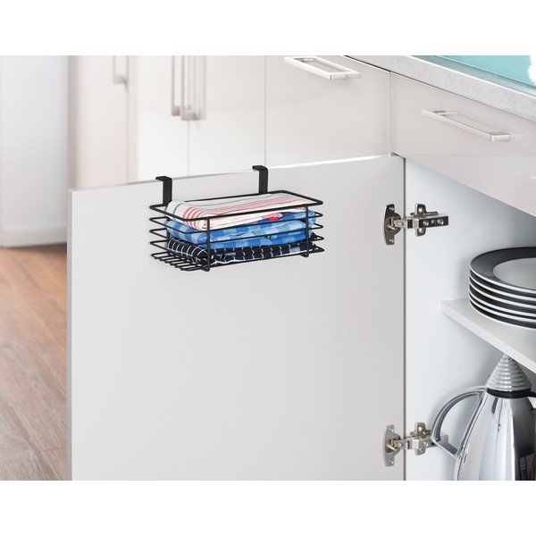 Черна висяща метална кошница за кухненска врата Slim, 24 x 15 cm - Wenko-image-1