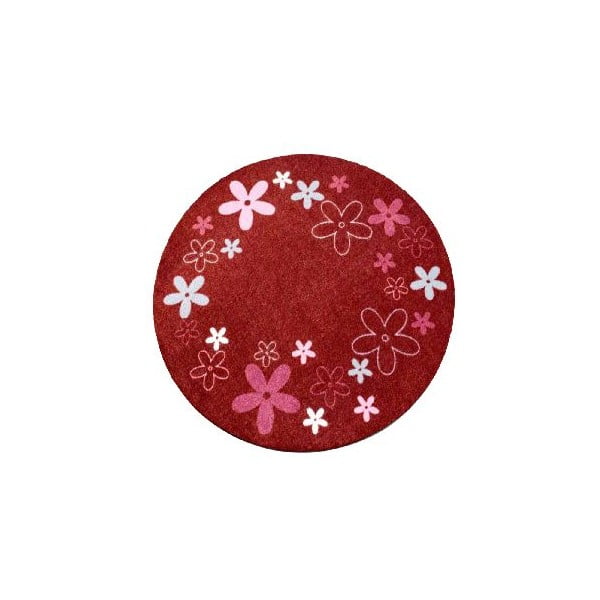 Dětský červený koberec Zala Living Flower, ⌀ 100 cm