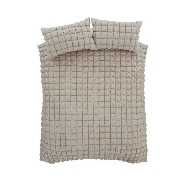 Бежово спално бельо за двойно легло 200x200 cm Puffer - Catherine Lansfield-image-2