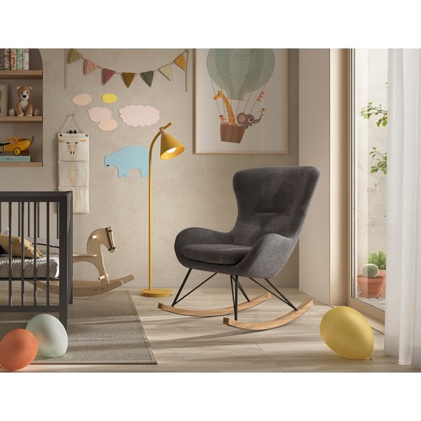 Сив люлеещ се детски стол от плат букле ROCKY – Vipack-image-1