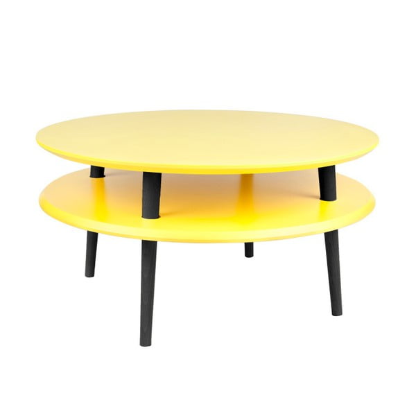Žlutý konferenční stolek s černými nohami Ragaba UFO, Ø 70 cm