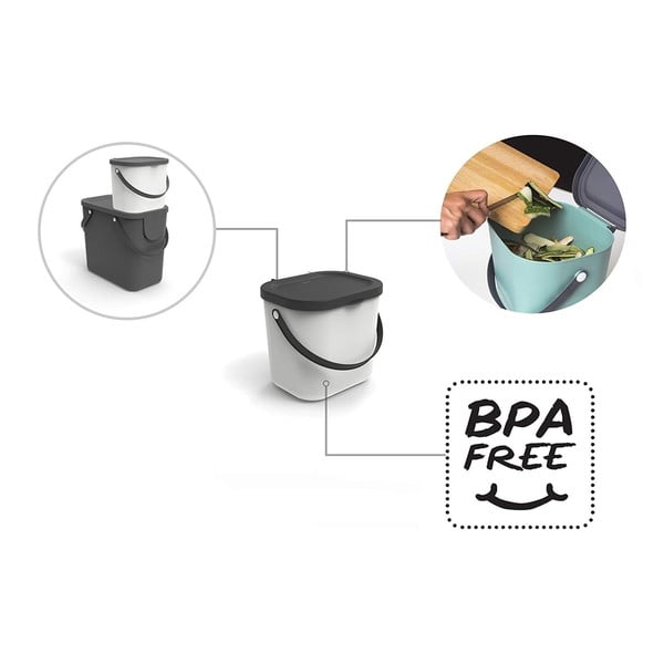 Бял контейнер за компостируеми отпадъци 6 L Albula - Rotho-image-4