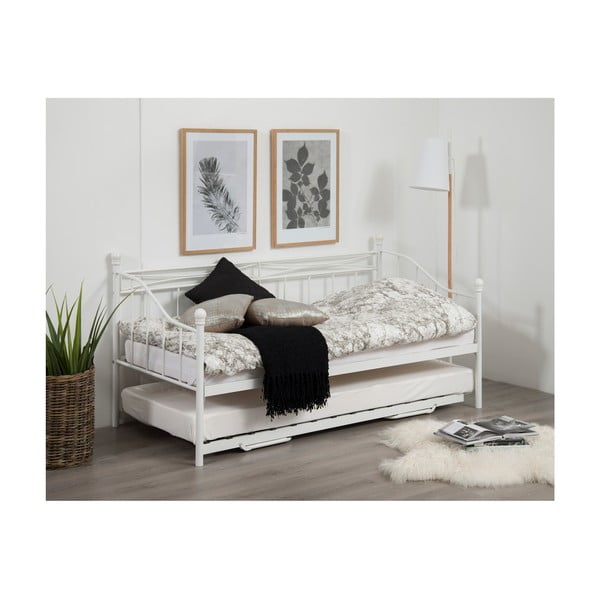 Бял разтегателен диван Olivia, 90 - 180 x 200 cm - Actona