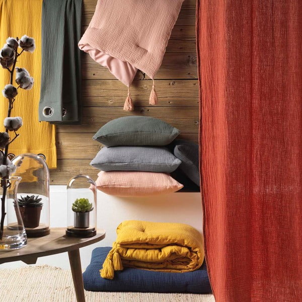 Жълт еластичен муселинов чаршаф 160x200 cm Angelia – douceur d'intérieur-image-4