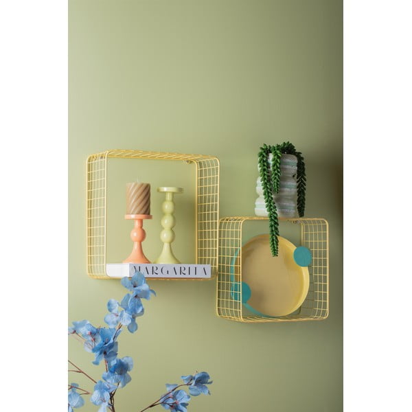 Светложълти стоманени стенни рафтове в комплект от 2 бр. 35 cm Reja – PT LIVING-image-1