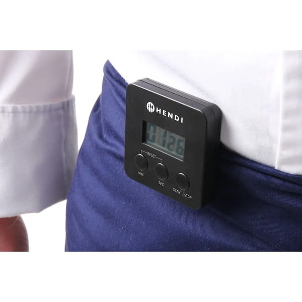 Черен цифров хронометър за готвене с магнит - Hendi-image-2