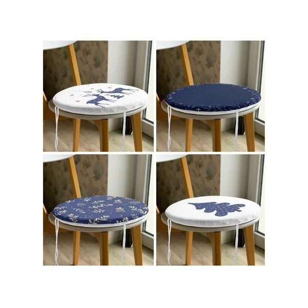 Възглавници за сядане в комплект от 4 бр. с коледни мотиви ø 40 cm Blue Christmas – Mila Home-image-3