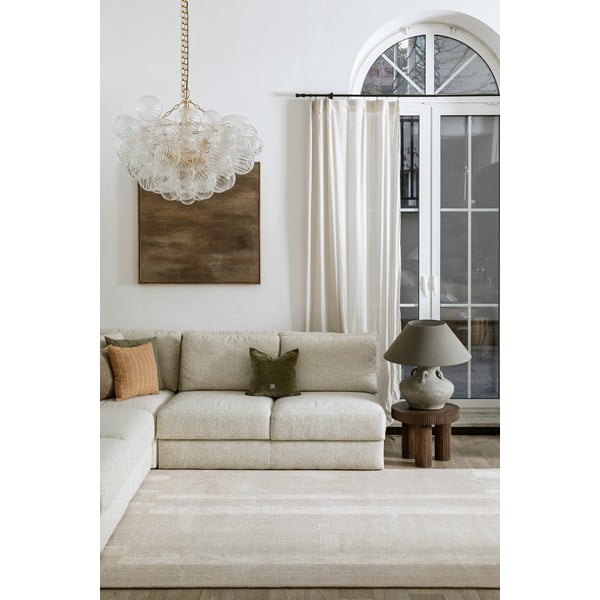Сиво-бежов вълнен килим 133x190 cm Agnus Brush Lines – Agnella-image-1