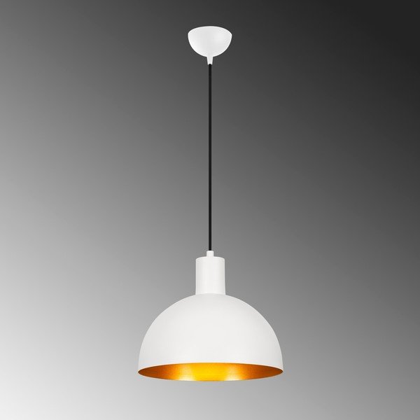 Висящо осветително тяло с метален абажур в бяло и златисто ø 30 cm Sivani – Opviq lights-image-2