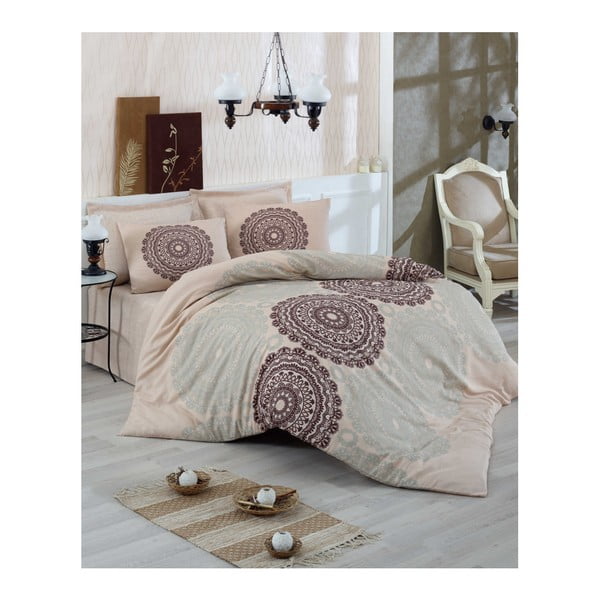 Бежово спално бельо със смес от памук за единично легло , 140 x 200 cm Figura - Mijolnir