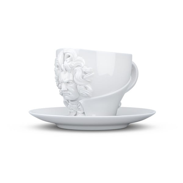Комплект чаша и чинийка от бял порцелан Лудвиг ван Бетховен, обем 260 ml - 58products