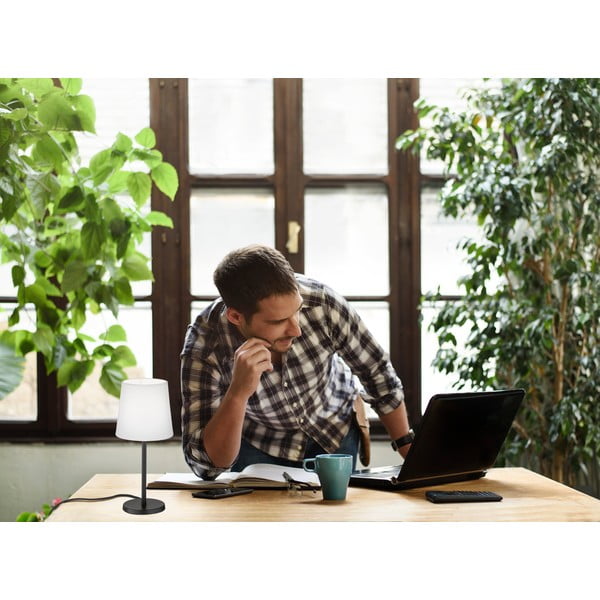 Черно-бяла настолна лампа с текстилен абажур (височина 30 cm) Eve – Fischer & Honsel-image-1