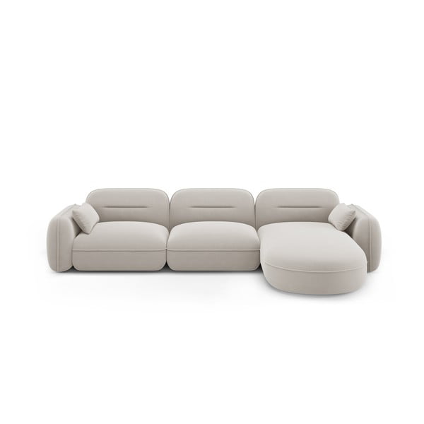 Кремав кадифен ъглов диван (десен ъгъл) Audrey – Interieurs 86