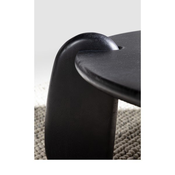 Черна кръгла масичка за кафе от масивно манго ø 80 cm Tamira – MOME-image-4