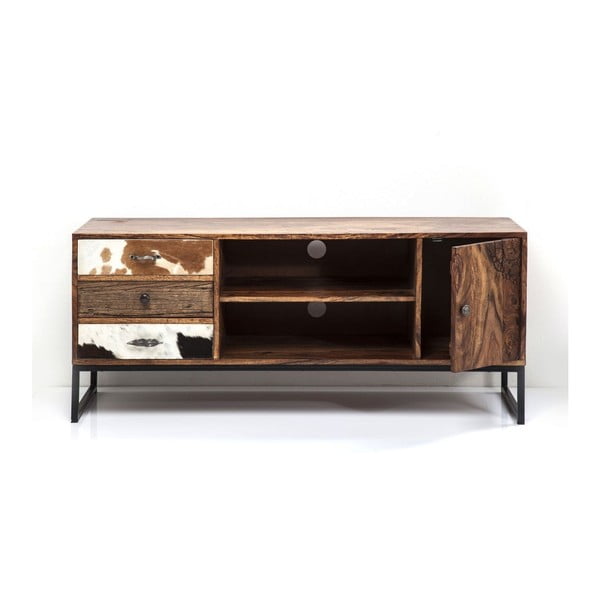 TV komoda Kare z palisandrového dřeva a koženými detaily Design Rodeo, délka 140 cm