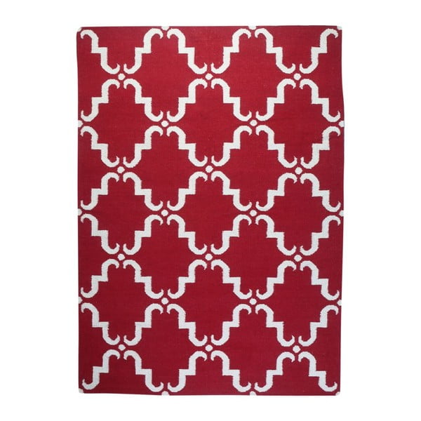 Vlněný koberec Geometry Home Red & White, 200x300 cm