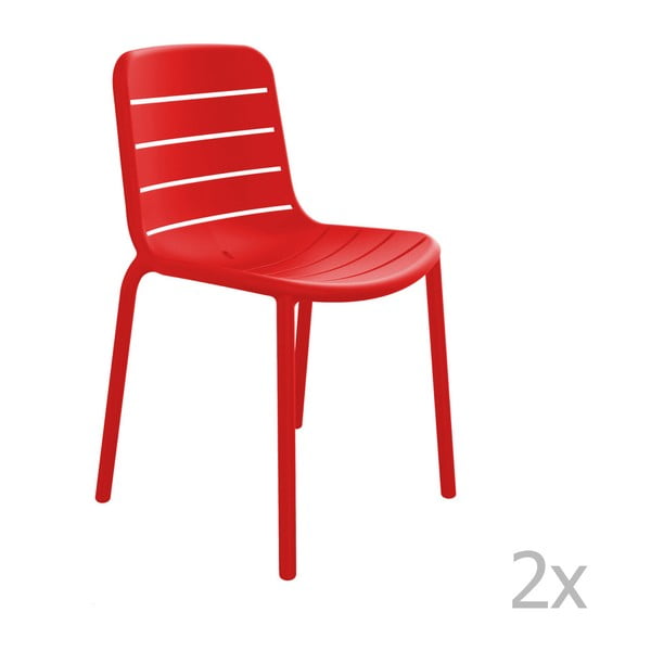 Sada 2 červených  zahradních židlí Resol Gina