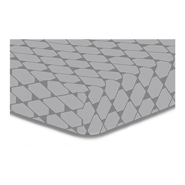 Сив микрофибърен еластичен чаршаф "Ромбове", 160 x 200 cm - DecoKing