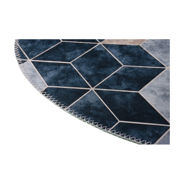 Бял и син миещ се кръгъл килим ø 120 cm - Vitaus-image-2