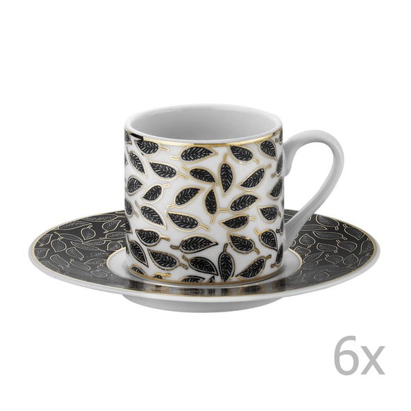 Комплект от 6 порцеланови чаши за кафе с чинийки Parthena, 50 ml - Unknown