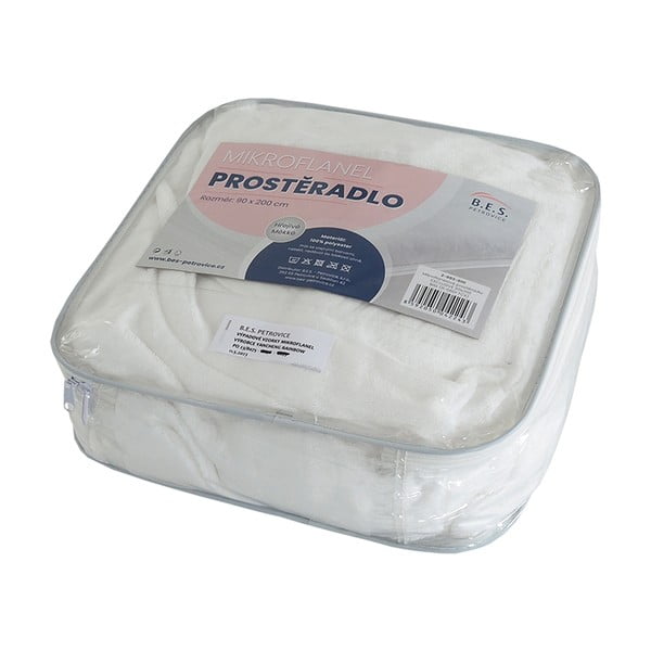 Бял микрофланелен чаршаф 180x200 cm Exclusive - B.E.S.-image-1