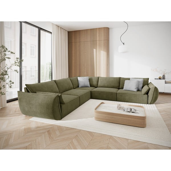 Зелен ъглов диван (променлив) Vanda - Mazzini Sofas-image-1