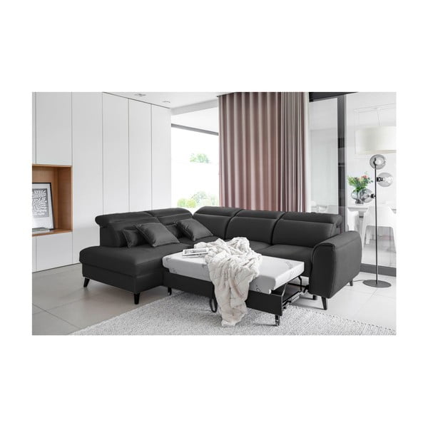 Тъмносив кадифен разтегателен ъглов диван с място за съхранение (ляв ъгъл L форма) Noble – ELTAP-image-4