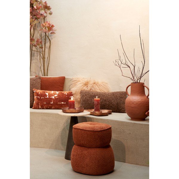 Оранжева табуретка от плат букле Leyla – Light & Living-image-1