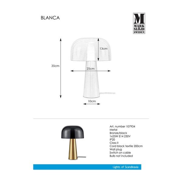 Настолна лампа от мед с черен абажур Blanca - Markslöjd-image-2